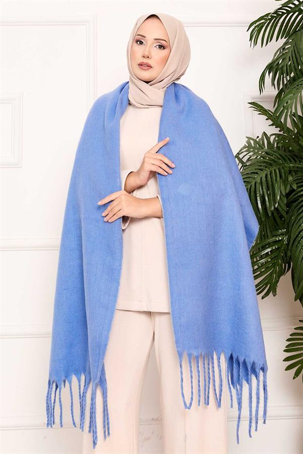 Tasseled Shoulder Shawl Indigo