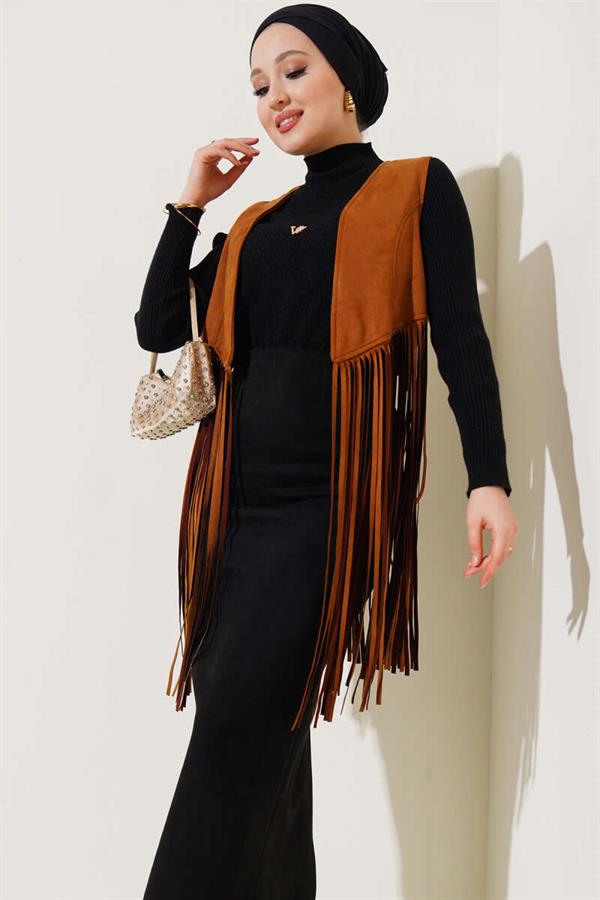 Tassel Suede Vest Tan