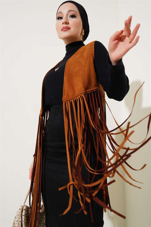 Tassel Suede Vest Tan