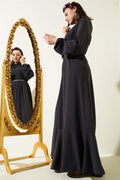 Raglan Sleeve Chain Belted Dress Anthracite