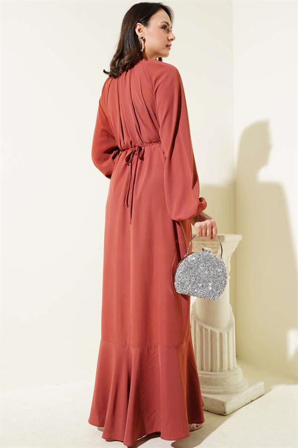 Raglan Sleeve Chain Belted Dress Dusty Rose