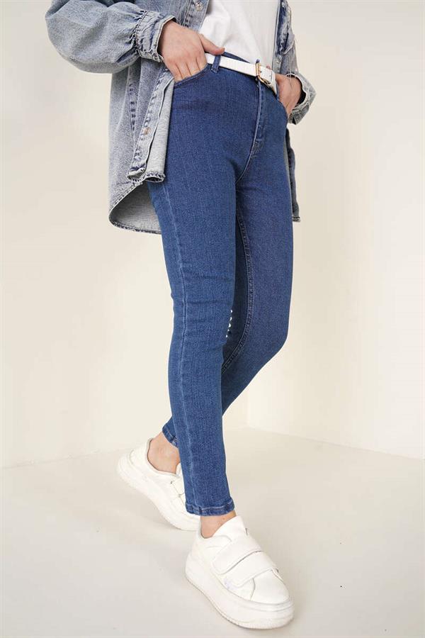 Regular Fit Lycra Trousers Medium Blue