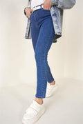 Regular Fit Lycra Trousers Medium Blue