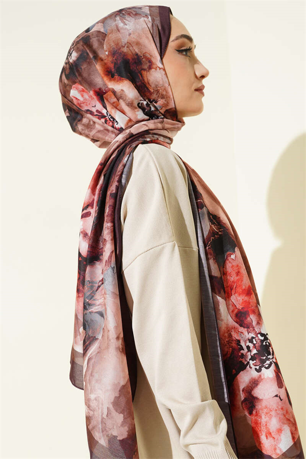 Retro Daisy Shawl Dark Brown