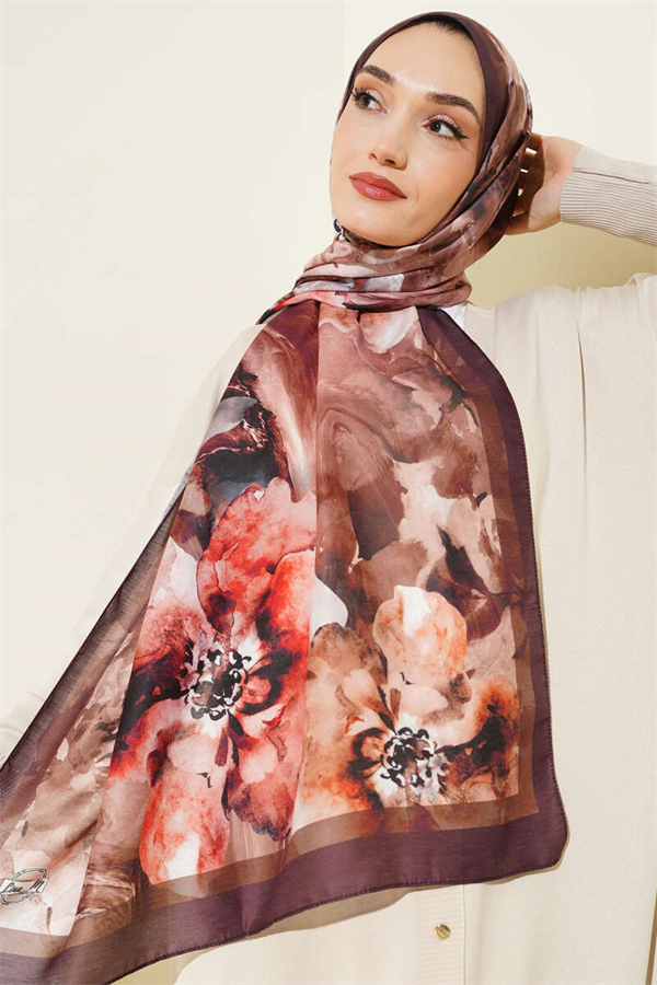 Retro Daisy Shawl Dark Brown