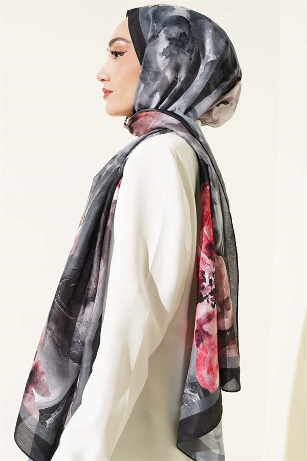 Retro Daisy Scarf Black