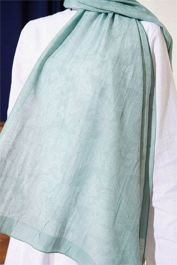 Retro Patterned Bamboo Kash Shawl Mint
