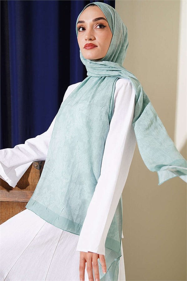 Retro Patterned Bamboo Kash Shawl Mint