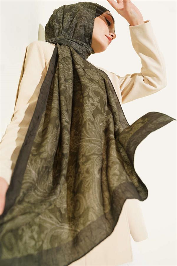Retro Patterned Bamboo Crash Shawl Emerald