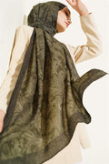 Retro Patterned Bamboo Crash Shawl Emerald