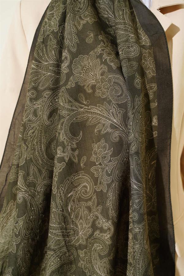 Retro Patterned Bamboo Crash Shawl Emerald