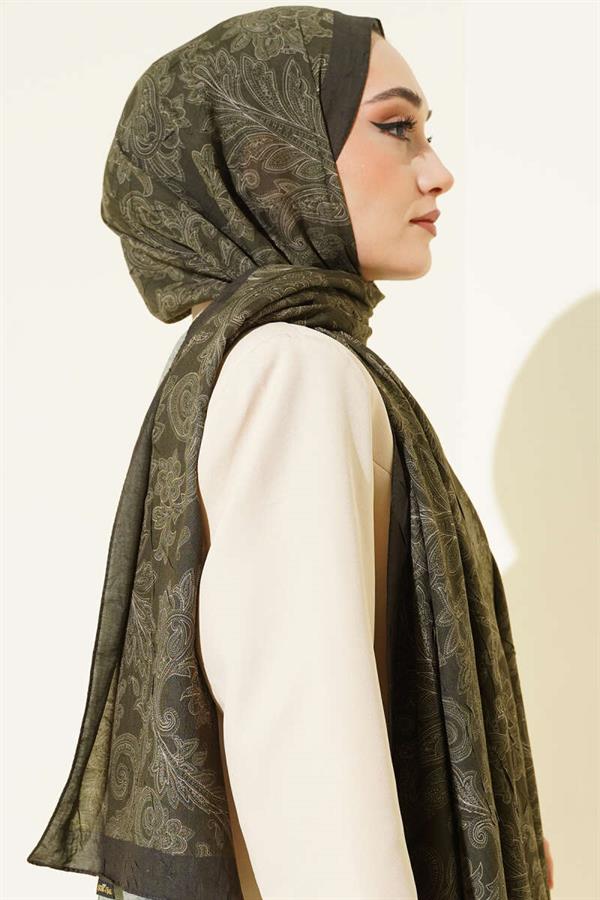 Retro Patterned Bamboo Crash Shawl Emerald