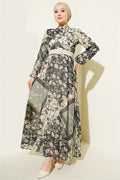 Retro Patterned Chiffon Dress Mint