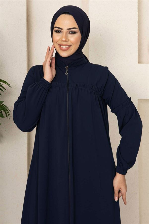 Young Modest Abaya with Robe Dark Navy Blue