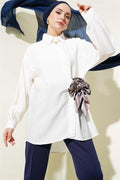 Shirt with Rope Belt and Yoke in Ecru