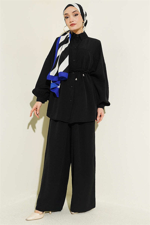 Black 2 Piece Set with Yoke and Belt