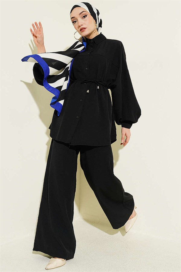 Black 2 Piece Set with Yoke and Belt