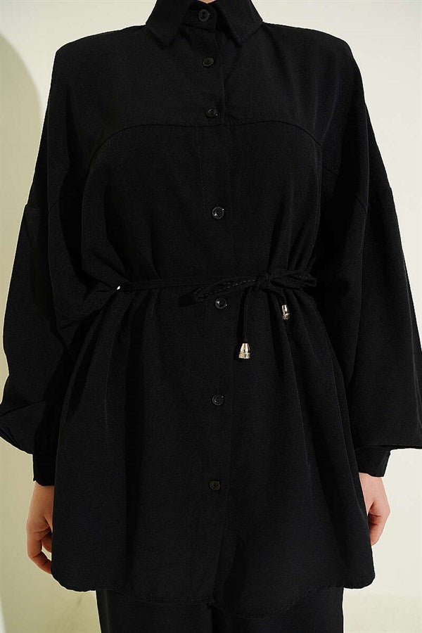 Black 2 Piece Set with Yoke and Belt