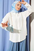 Ecru Shirt with Embroidered Sleeve Detail