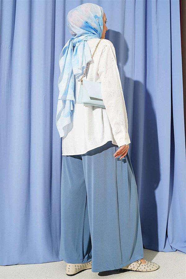 Ecru Shirt with Embroidered Sleeve Detail