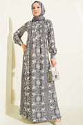 Half-Buttoned Dress with Yoke, Smoke Grey
