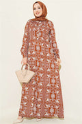 Half-Buttoned Dress with Yoke, Terracotta