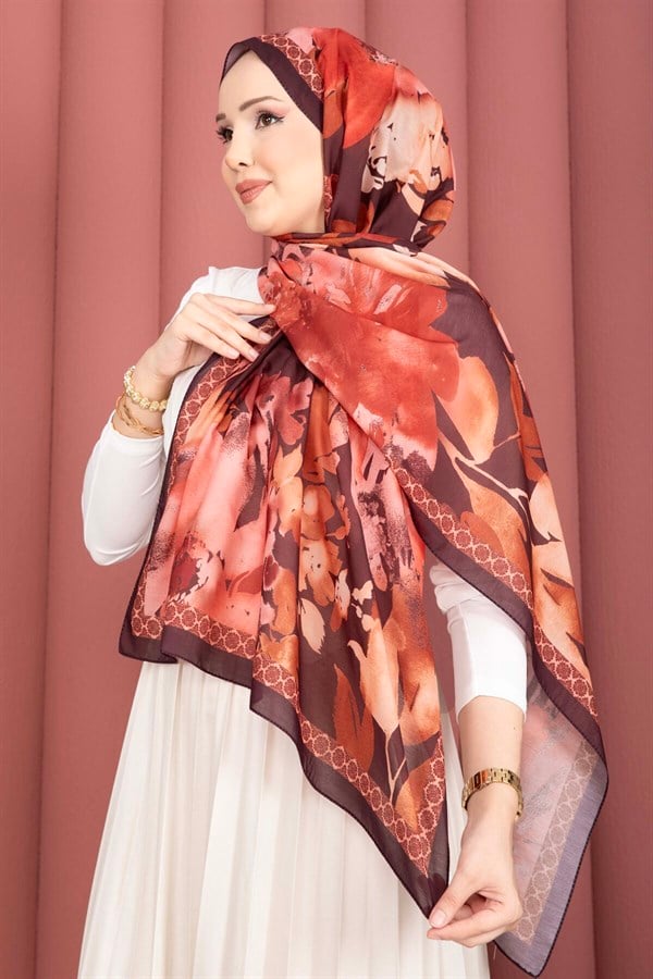 Romance Floral Pattern Scarf Series Burgundy