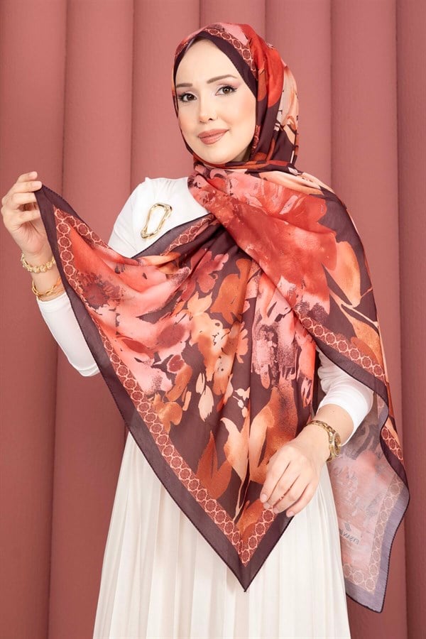 Romance Floral Pattern Scarf Series Burgundy