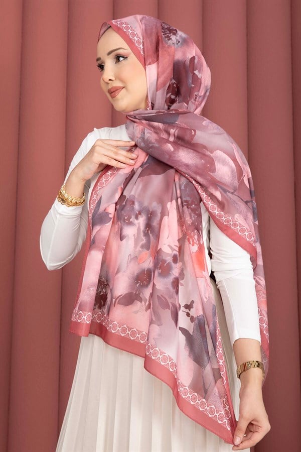 Romance Floral Pattern Scarf Series Rose Pink