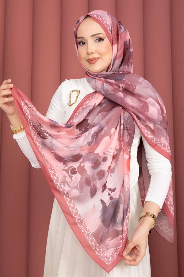 Romance Floral Pattern Scarf Series Rose Pink