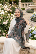 Rosa Floral Pattern Scarf Series Emerald
