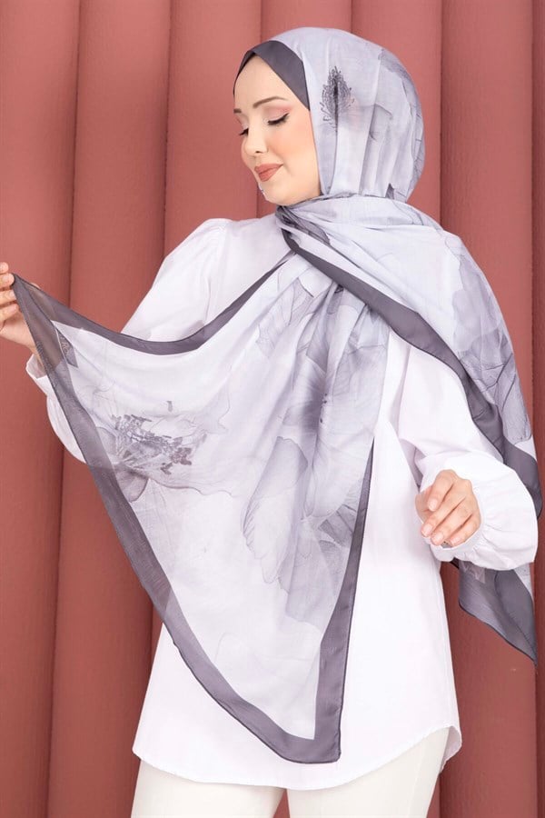 Rose Pattern Scarf Series Grey