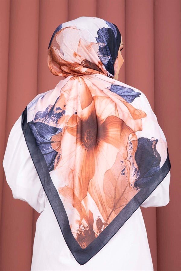 Rose Pattern Scarf Series Navy Blue