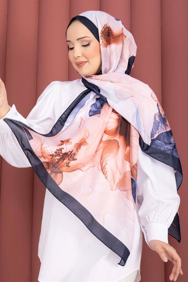 Rose Pattern Scarf Series Navy Blue