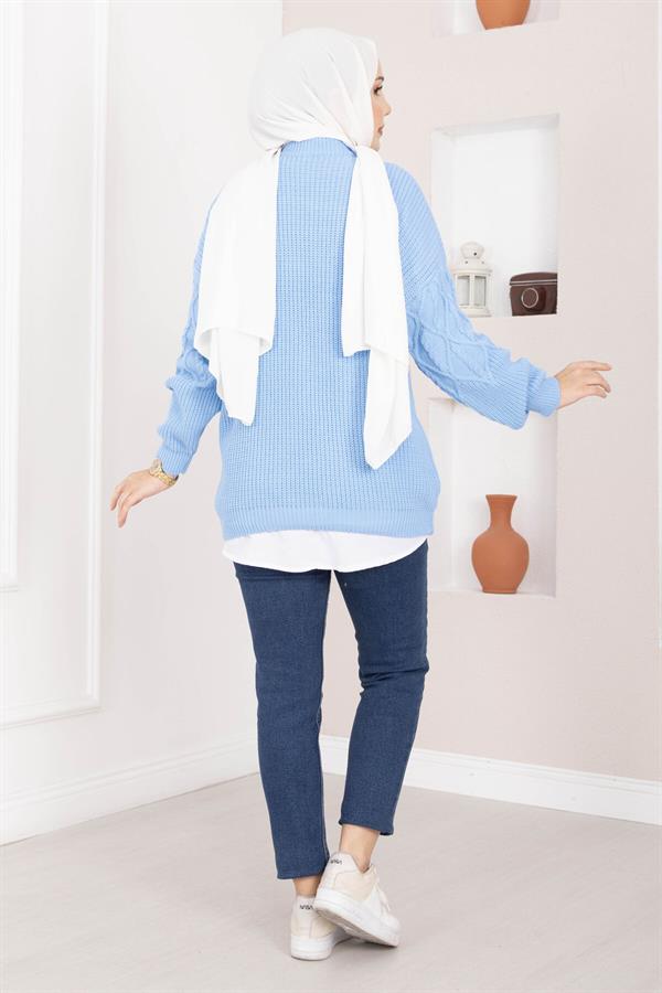 Cable Knit Sweater in Baby Blue