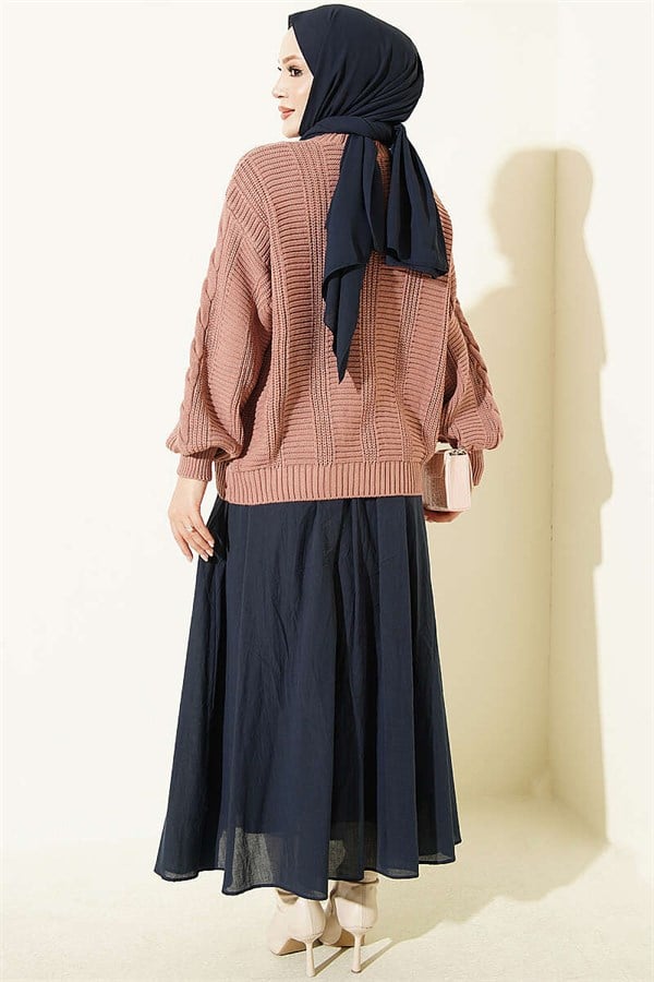 Braided Buttoned Short Cardigan, Rose Pink
