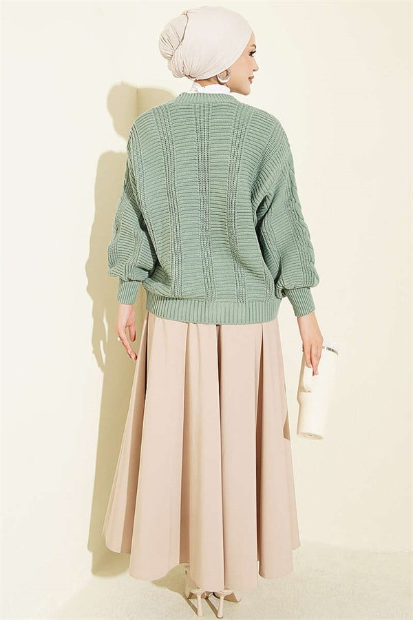 Hair Braid Buttoned Knit Short Cardigan Mint