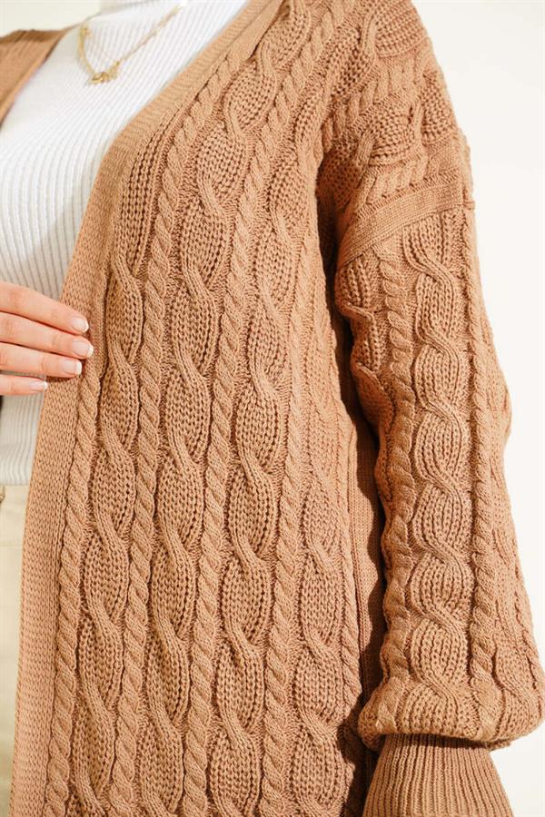 Hair Knit Long Knitwear Cardigan Latte