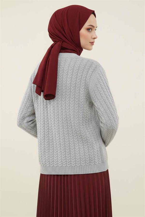 Knitted Buttoned Sweater Cardigan Gray