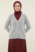 Knitted Buttoned Sweater Cardigan Gray