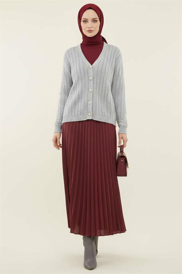 Knitted Buttoned Sweater Cardigan Gray