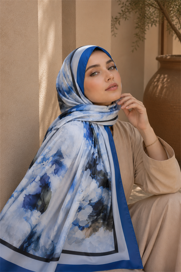 Sapphire Flower Pattern Scarf Series Indigo