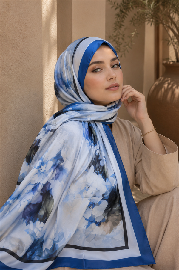 Sapphire Flower Pattern Scarf Series Indigo