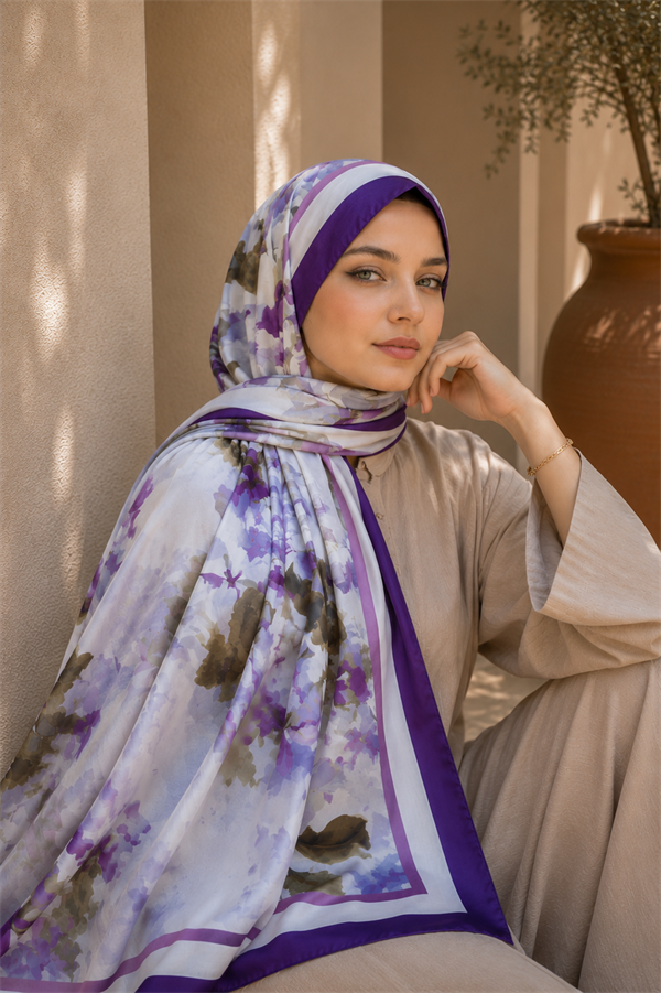 Sapphire Flower Pattern Scarf Series, Plum