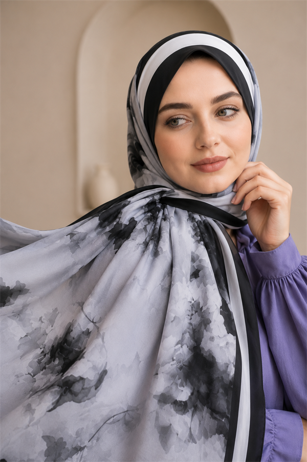 Sapphire Flower Pattern Scarf Series Black