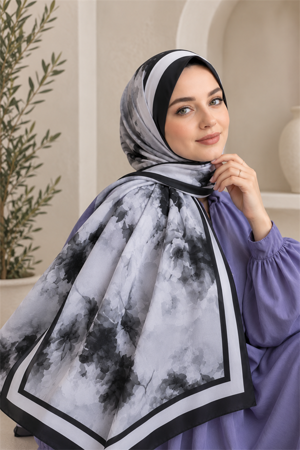 Sapphire Flower Pattern Scarf Series Black