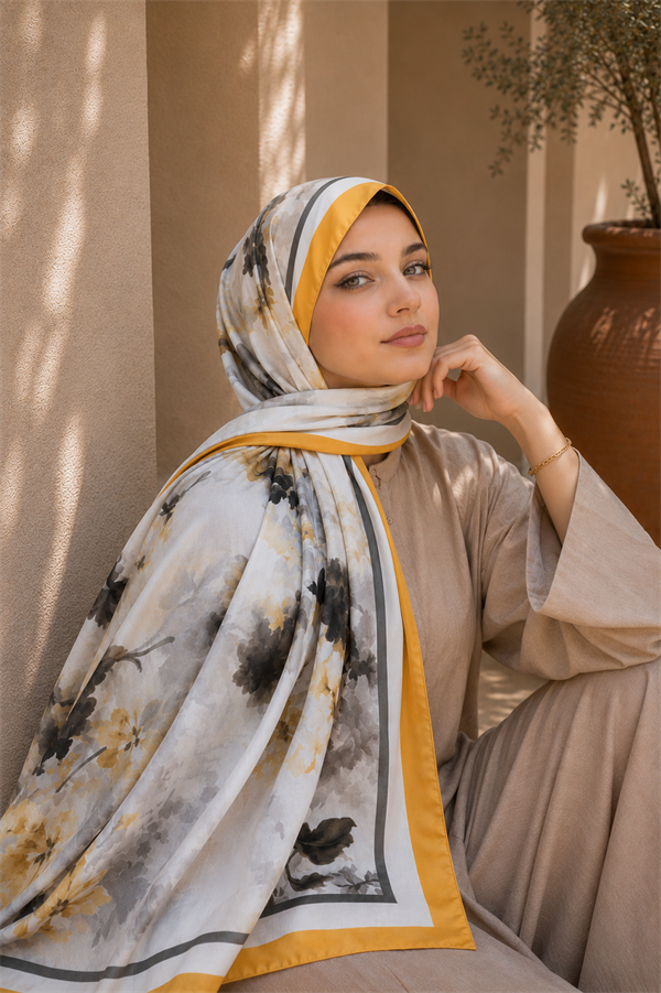 Sapphire Flower Pattern Scarf Series Orange