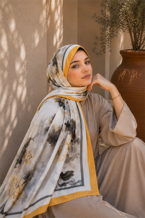 Sapphire Flower Pattern Scarf Series Orange
