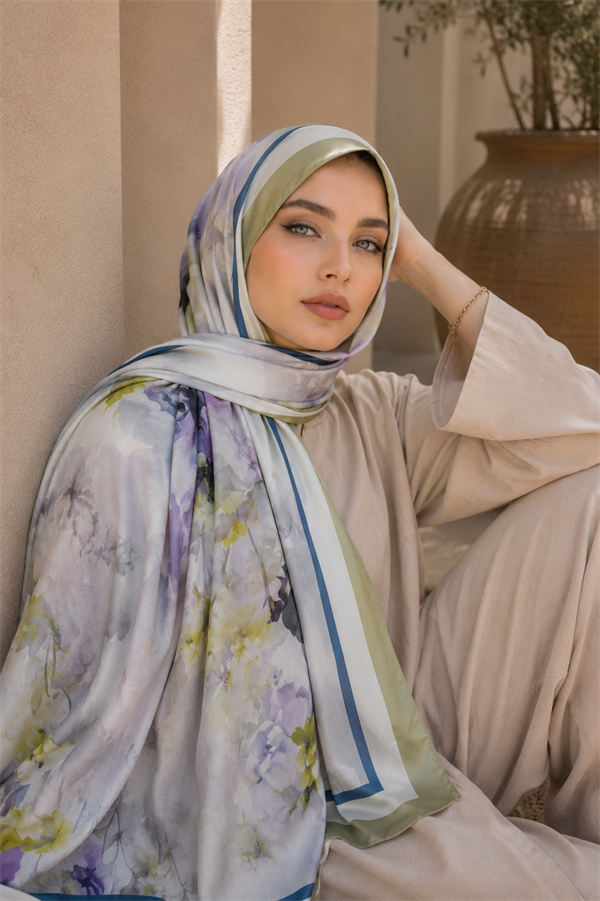 Sapphire Flower Pattern Scarf Series Green Olive