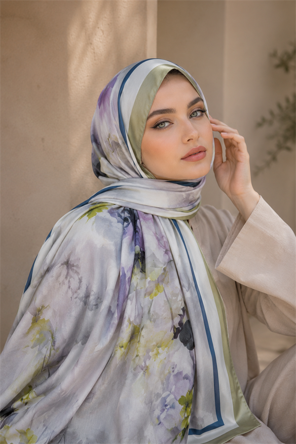 Sapphire Flower Pattern Scarf Series Green Olive